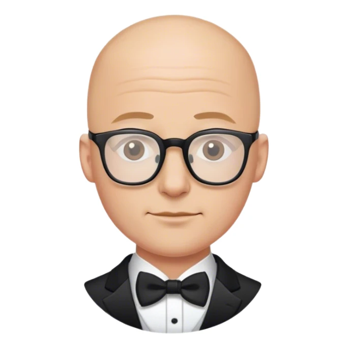 bald male groom with thin-rimmed square glasses sticker