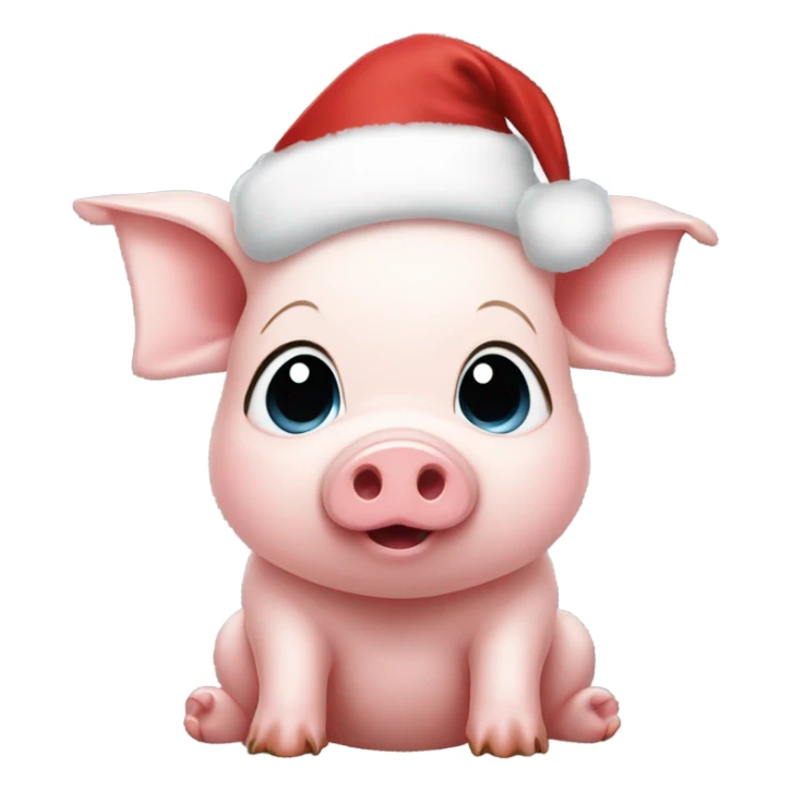 Baby pig wearing Santa hat blowing a kiss sticker