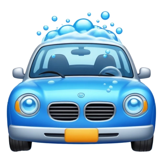 create me an image for a vertical in my super app, Car wash, entering the auto wash machine with soup...etc sticker