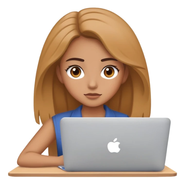 a hardworking girl works in front of Macbook sticker