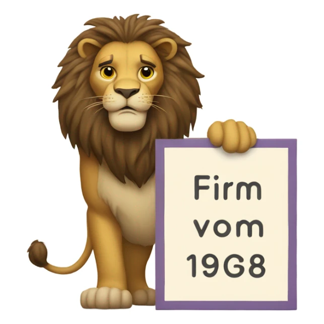 A lion holding a sign saying Firm 1968 sticker