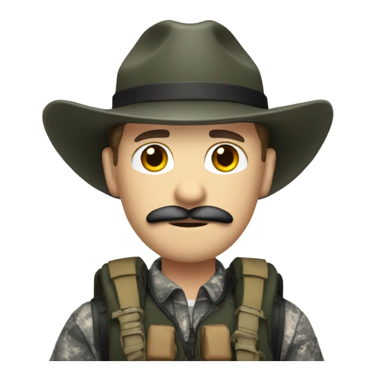 White guy with black mustache wearing hunting gear  sticker