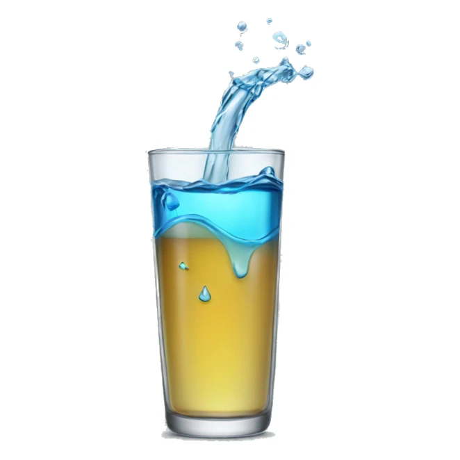 The glass from which the water is poured out sticker