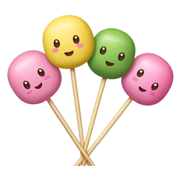 dango on a stick with three colorful rice balls sticker