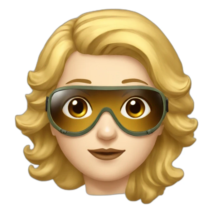 Soviet female pilot golden hair blue ayes Brown goggles sticker