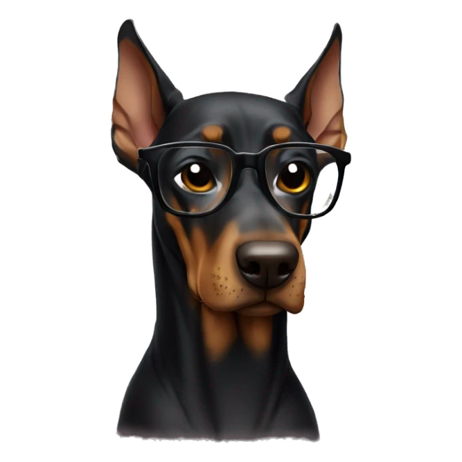 Doberman in glasses with black frames and in a sweatshirt is crying sticker