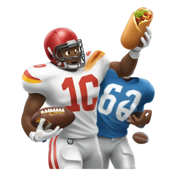 Football player fumbling a hot dog sticker