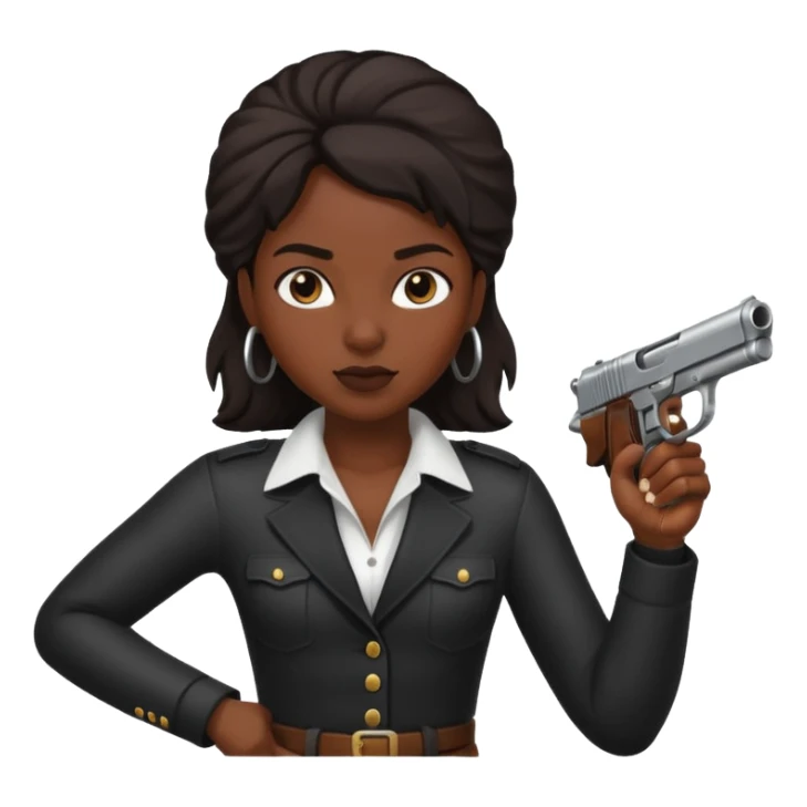 Dark skin black woman pointing gun sticker