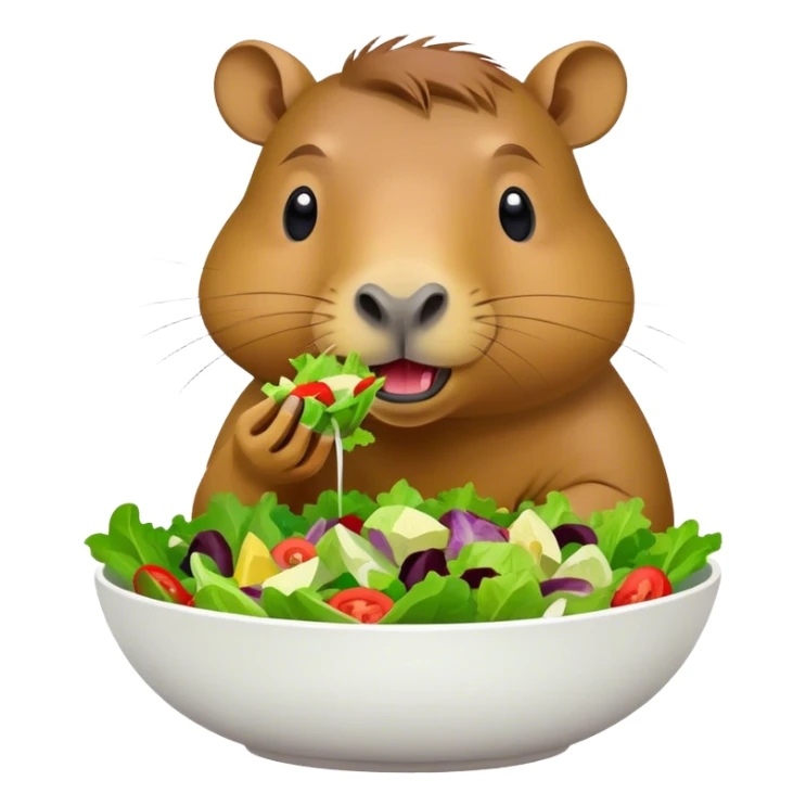 capybara eating a big bowl of mixed sal sticker