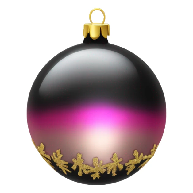Realistic black and pink metallic christmas bauble with gold accents.  sticker