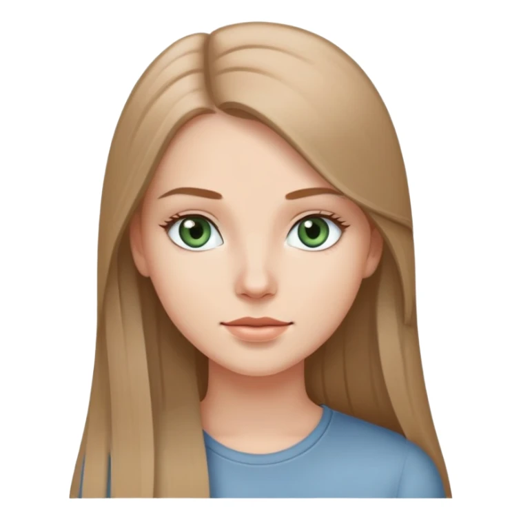 A pretty white gril with long light brown straight hair and grey bluish greenish eyes sticker