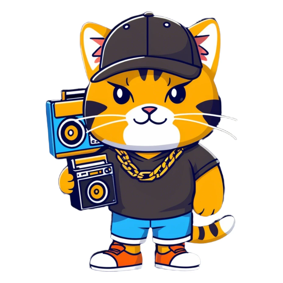 Hip-hop cat sticker