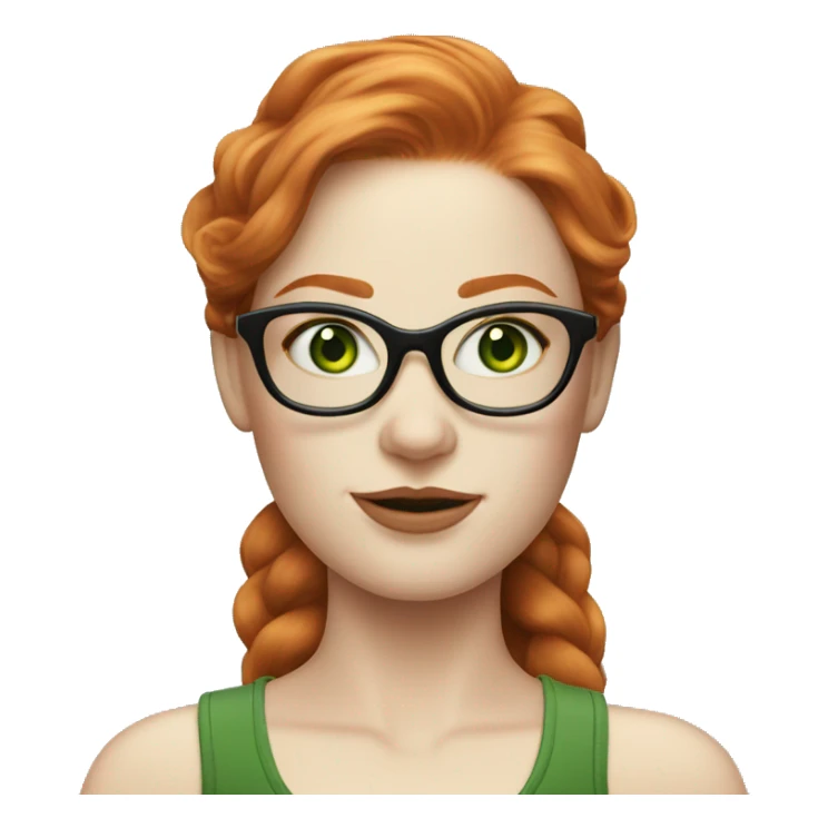 A Rubenesque pale redhead model with green eyes and glasses sticker