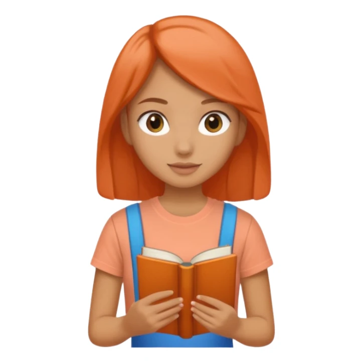 Garota com livro na mão, camiseta cor salmão  sticker