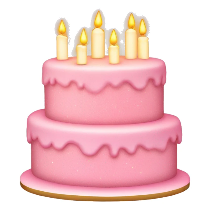 Sparkly light pink two tier birthday cake with candles sticker