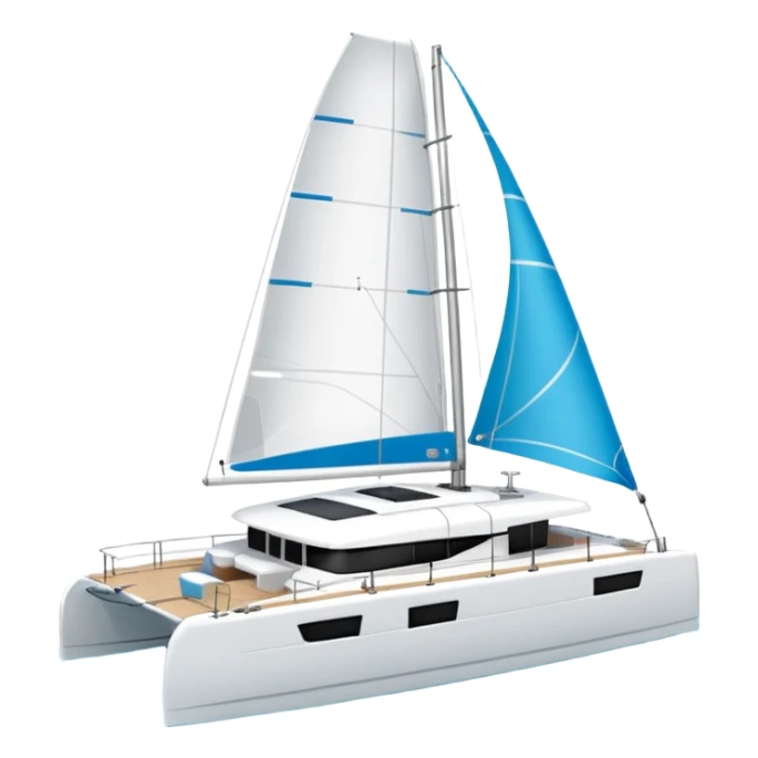 A lagoon 42 catamaran with no wording or letters on the boat. In a solid white background  sticker