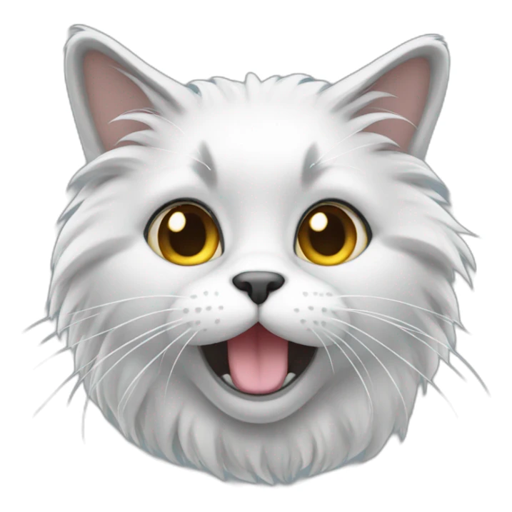 A cat with fluffy White and some Grey hair sticker