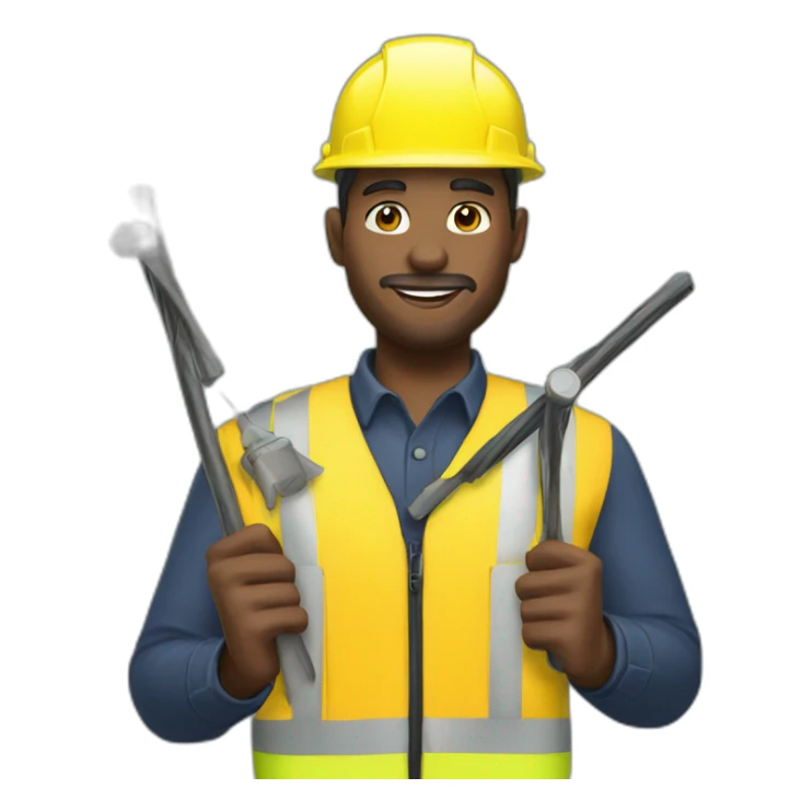 Airport worker in yellow vest with wands sticker