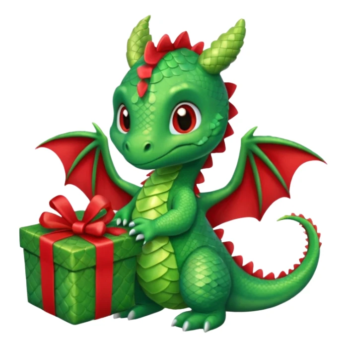 a cute baby dragon is holding a gift sticker