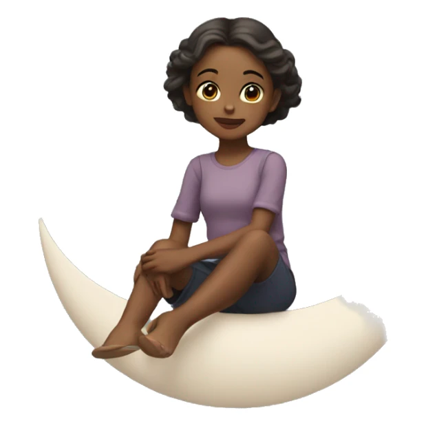 Girl sitting on the young moon sticker