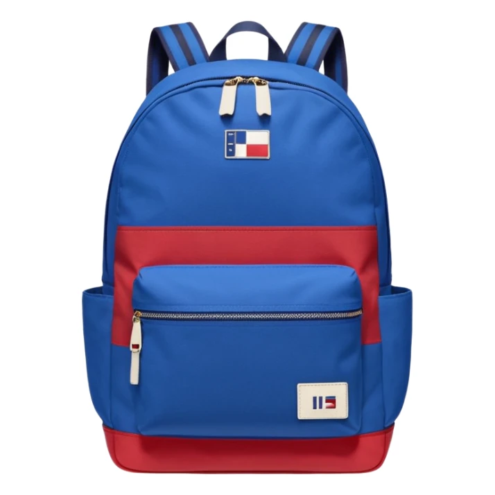 simple blue backpack with tommyjeans logo like american flag ony at the bottom pocket 

 sticker