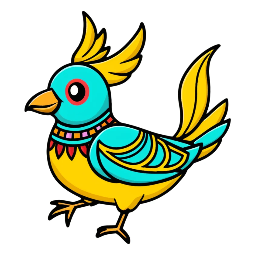 Chimu goldwork jewelry with bird motif sticker