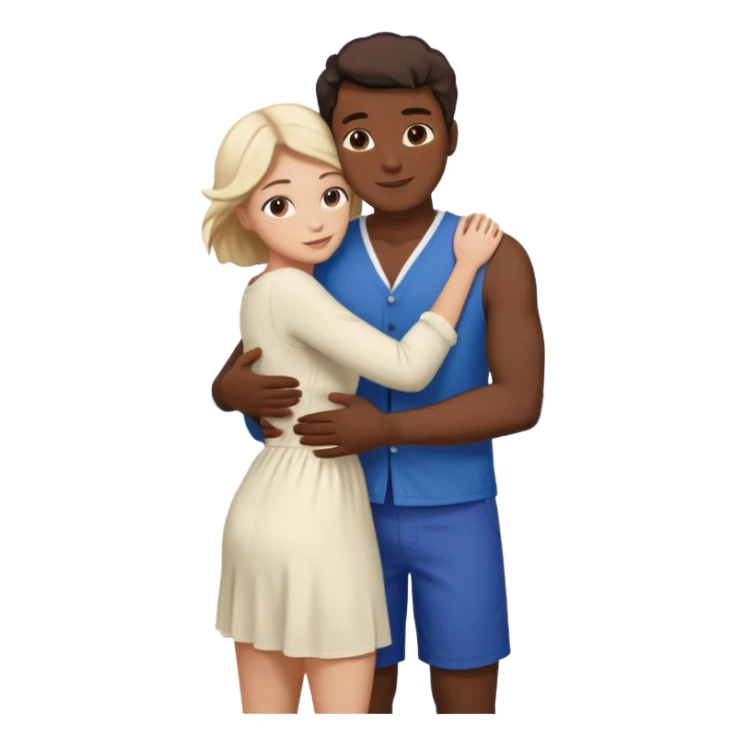 Metis black Man and white woman hug in love on beach sticker