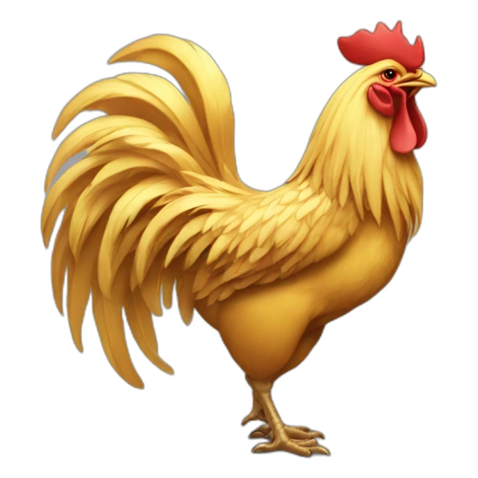 proud and howling golden rooster with a crown on its head sticker