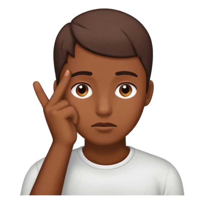 Person thinking putting he’s finger to his head sticker