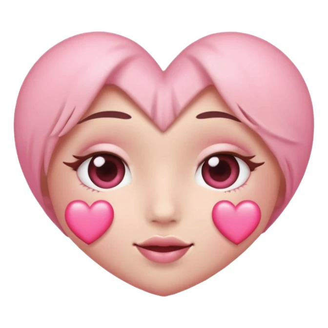 heart eyes emoji with pink hearts, blushing cheeks sticker