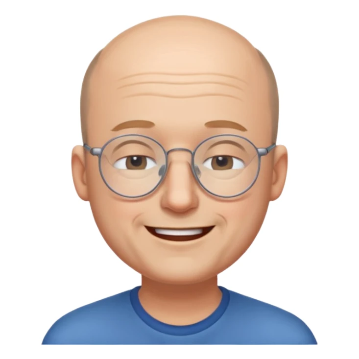 Balding man eyeglasses with eyes closed smiling sticker