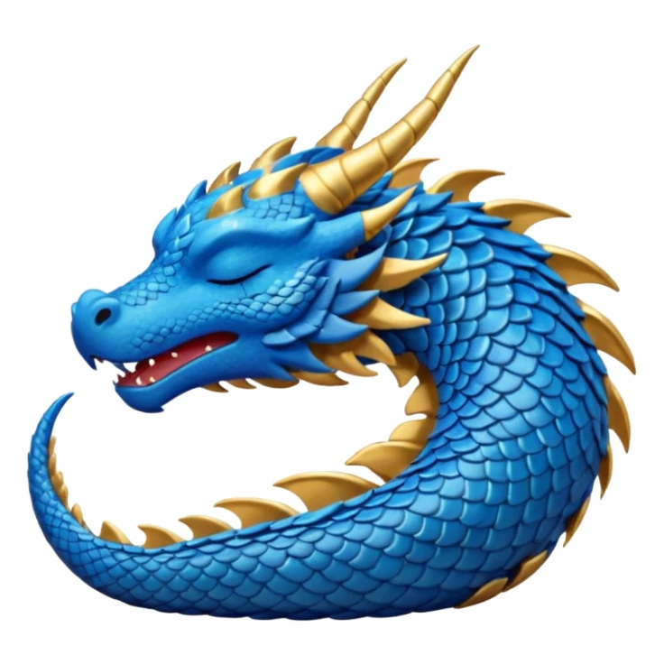 Blue dragon with gold accents sleeping with zzz sticker