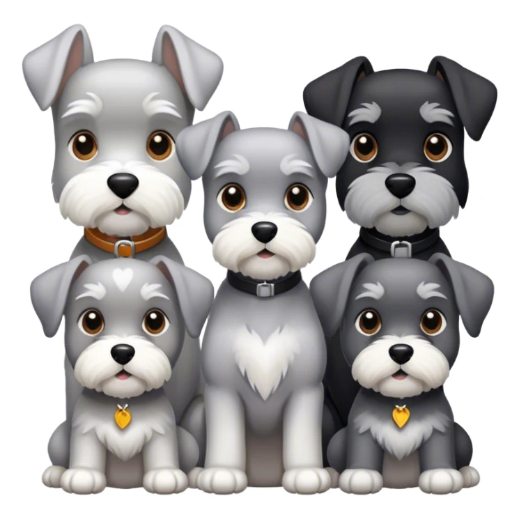 3 schnauzer, uno blanco grande, otra chiquita negra con un poquito de blanco y otro mediano de color gris y blanco  sticker
