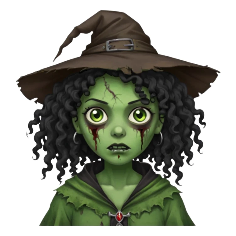 black curly hair, dark skin Zombie Witches sticker