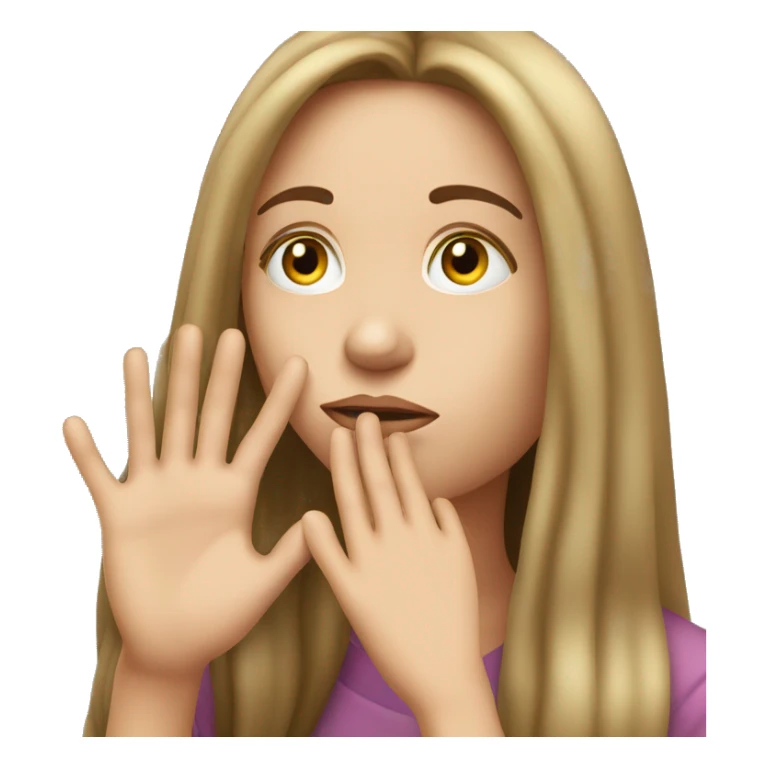 long hair thinking girl with hand on her face  sticker