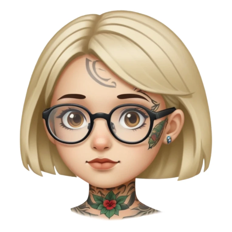 young girl with face tattoos wearing glasses sticker