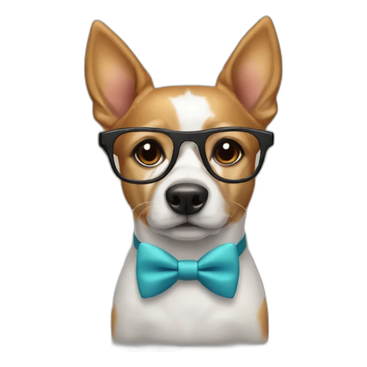 Dog with suit glasses and a bow tie sticker