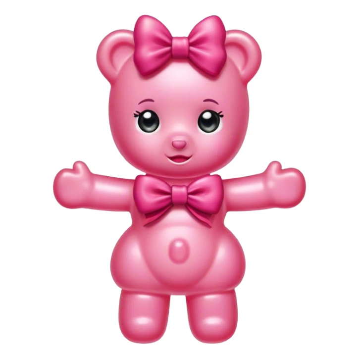 pink girl gummy bear with bow sticker