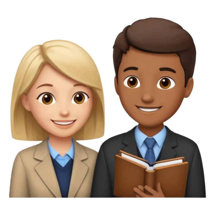 A teacher and a student having a conversation facing each other. sticker