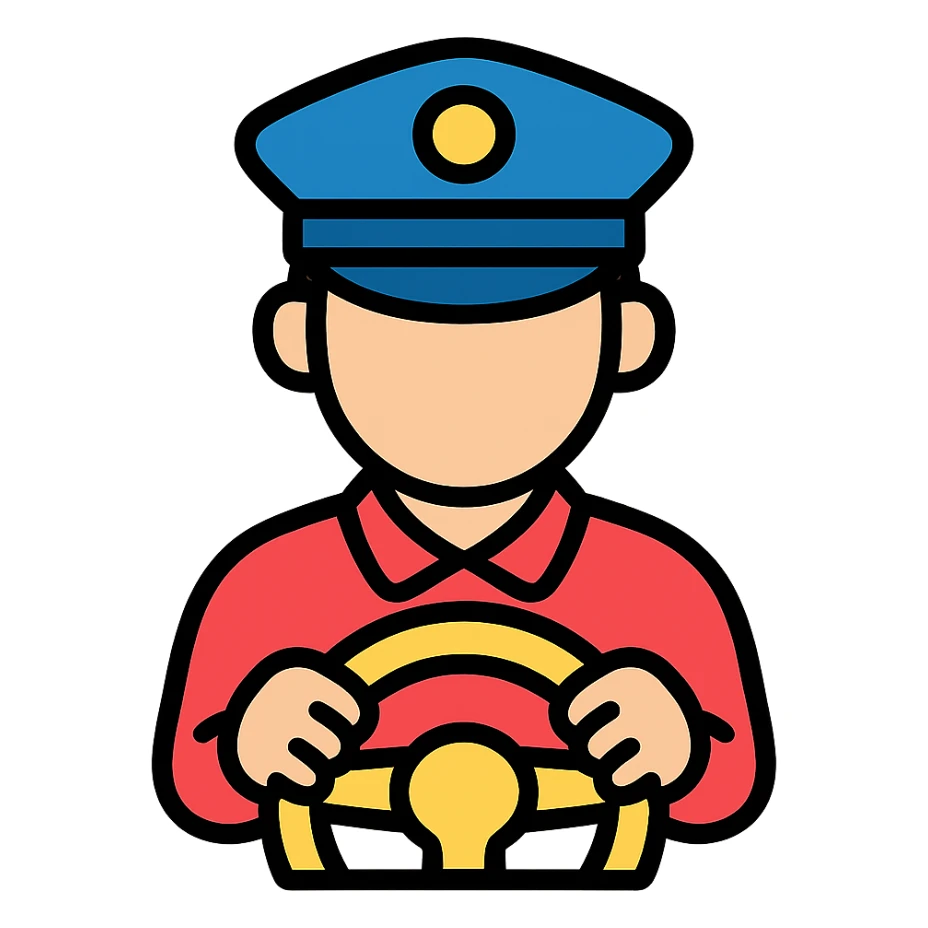 simple and clear driver icon with color outlines sticker