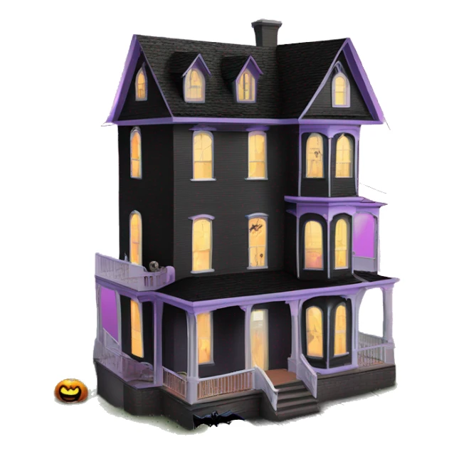 Barbie’s and Batman’s 6 story tall very haunted dream house with complete wrap-around porch and ghosts,guests, and spider webs everywhere and some broken windows and boards  sticker