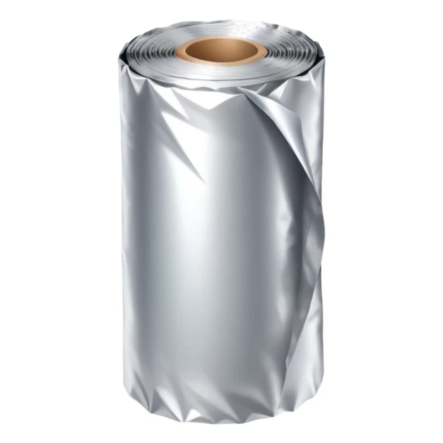 A roll of aluminum foil (papel aluminio) sticker