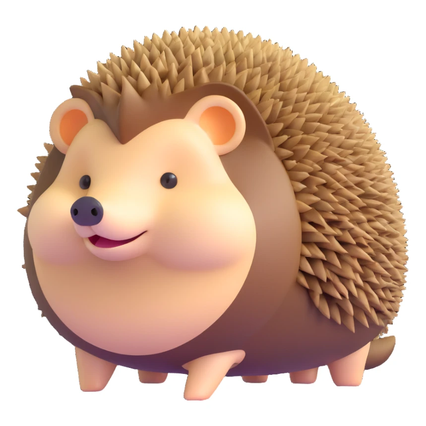 small cute hedgehog with round body, brown spines, pointed nose and tiny legs sticker