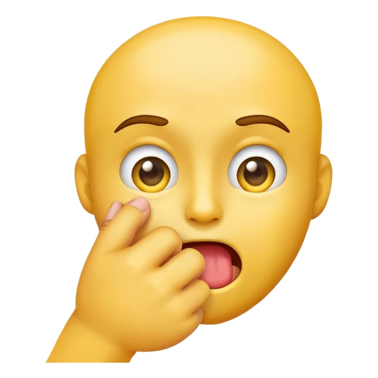 classic yellow face emoji biting a finger with shy expression sticker