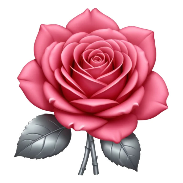 gray metal chrome rose, without green leaves, just flower sticker