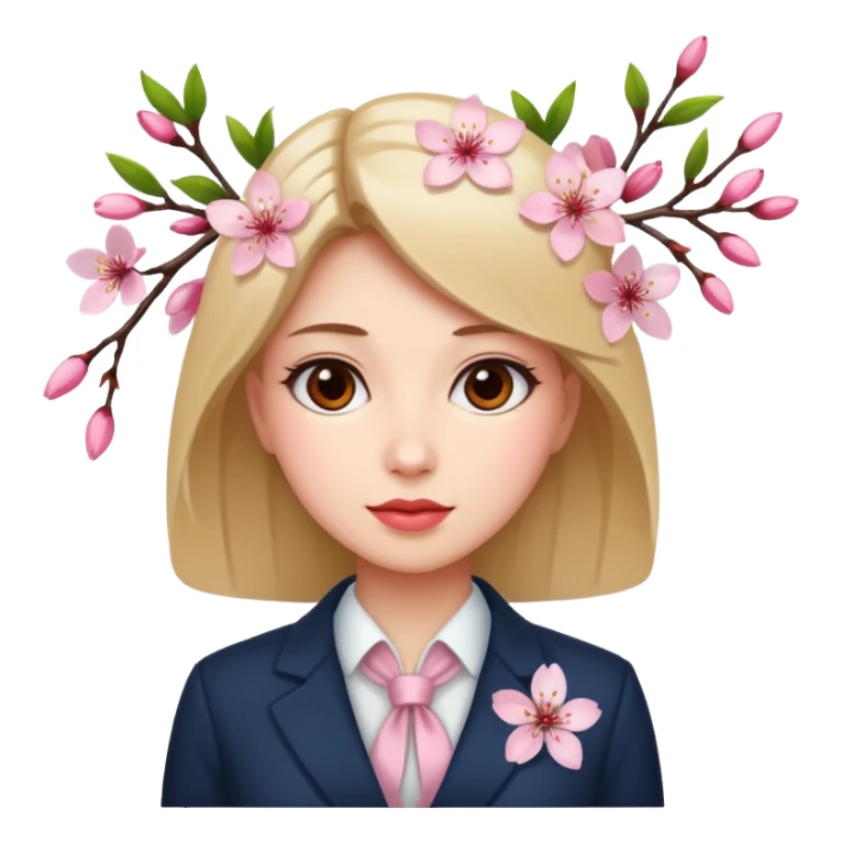 business woman with cherry blossom sticker