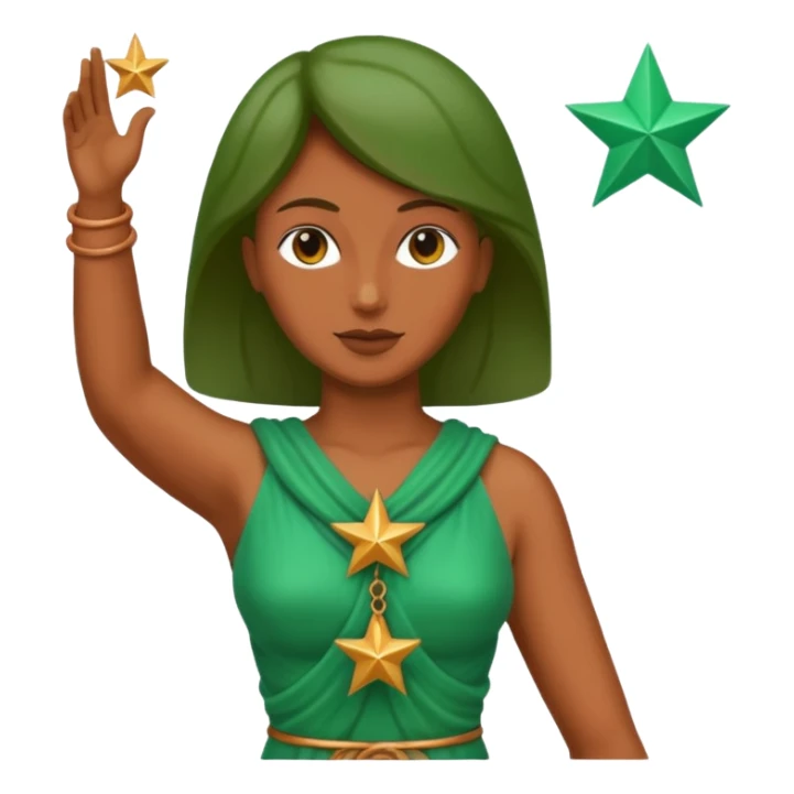 copper green female statue holding up 3 stars in a triangle sticker