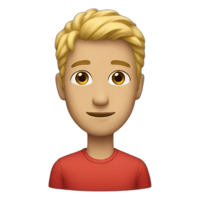 only hair, eyes and red shirt sticker