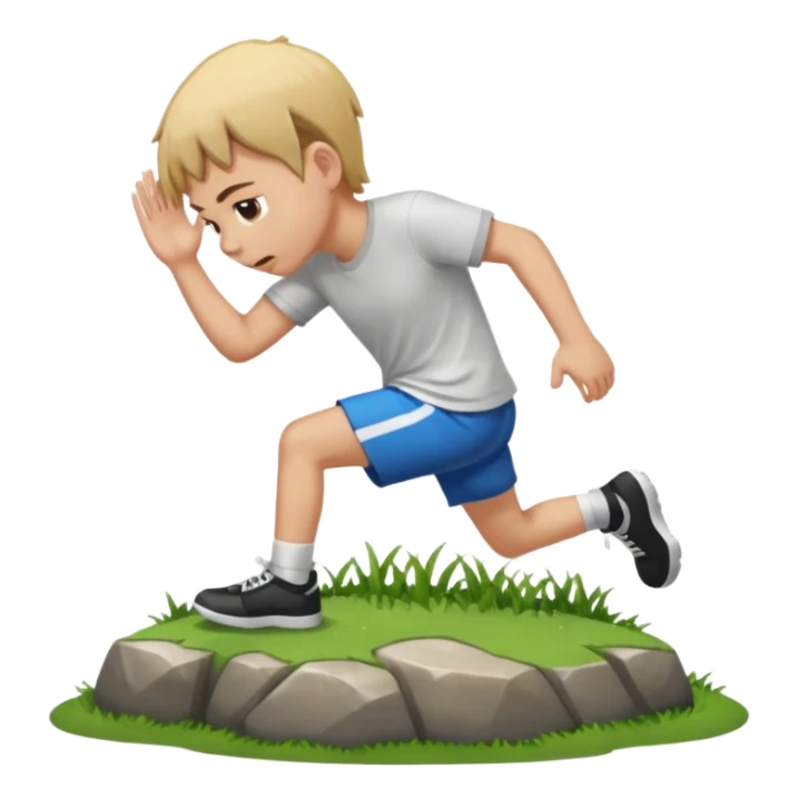 Person slipping on wet grass and hitting head on rock sticker