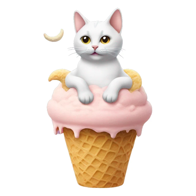 Cat sitting on moon made of icecream sticker